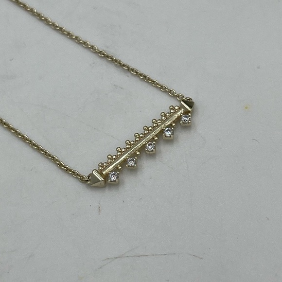 Kendra Scott Gold Plated Anissa Bar Pendant Cubic Zirconia Regal Necklace - Picture 9 of 13